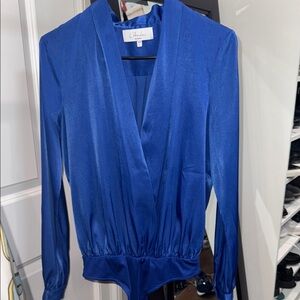 L'Academie Royal Blue Wrap Blouse